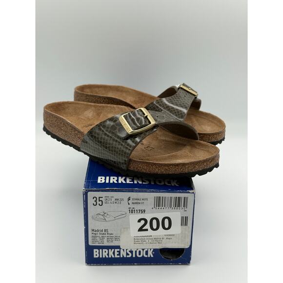 Birkenstock Flip Flops Sandals Madrid khaki Magic Snake Women's Size US4 EU35 - Picture 2 of 9